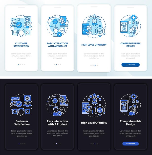 Usage assessment onboarding mobile app page screen