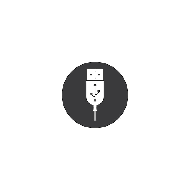 Значок символа кабеля флэш-накопителя USB Значок логотипа разъема памяти