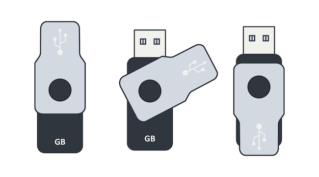 Vettore unità flash usb in stile piatto su sfondo bianco mockup vettoriale isolato