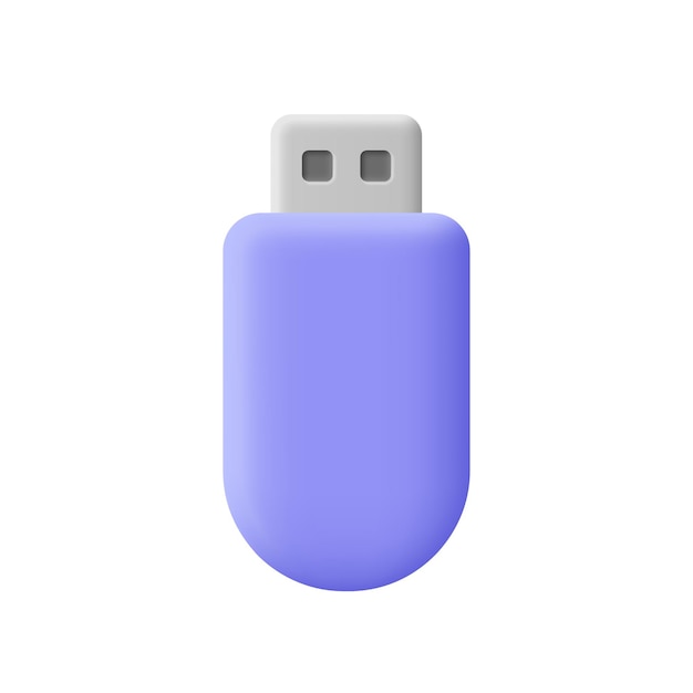 Scheda di memoria flash usb icona vettoriale 3d in stile minimal cartoon