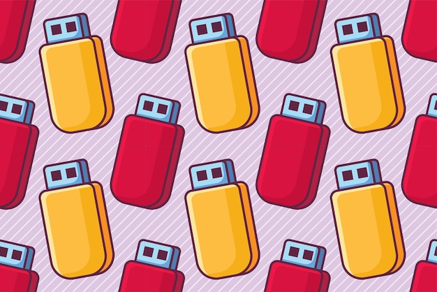 Usb flash drive seamless pattern illustration in flat stye design