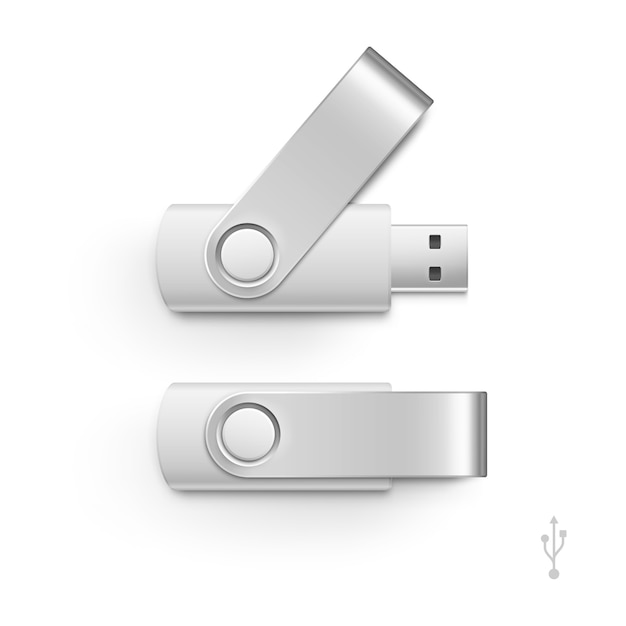 USB Flash Drive Stick Memory  Set Isolated