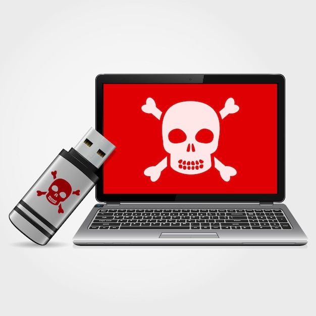 Usb flash drive with laptop infected malware