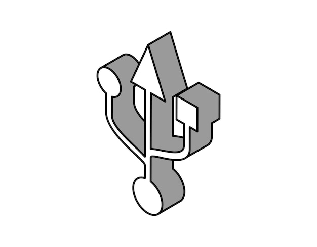 Usb isometrisch ontwerppictogram Vector web illustratie 3d kleurrijk concept