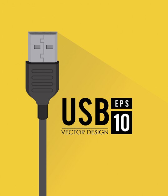 Usb-ontwerp op gele achtergrond