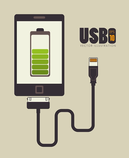 Usb-ontwerp, vectorillustratie.