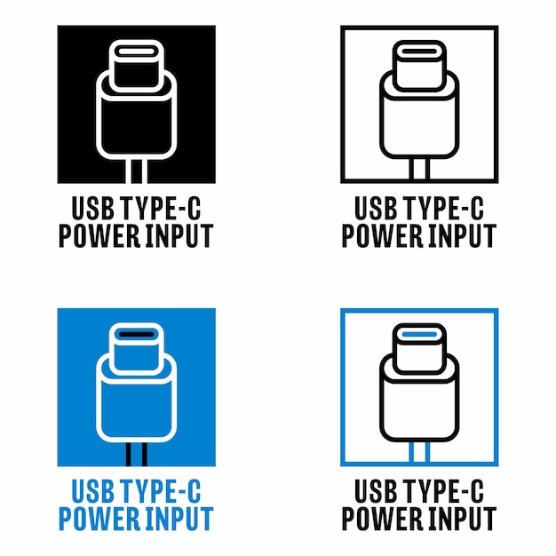 Vector usb type-c power input connector system information sign