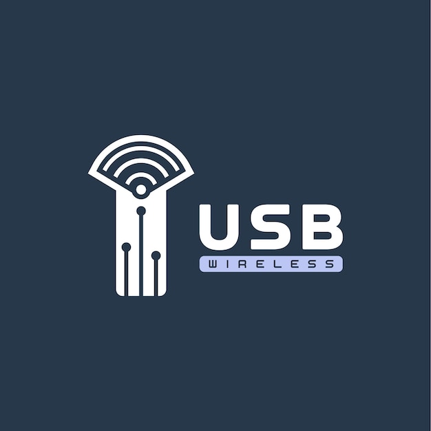 Wifi モデムのロゴの USB およびワイヤレス信号