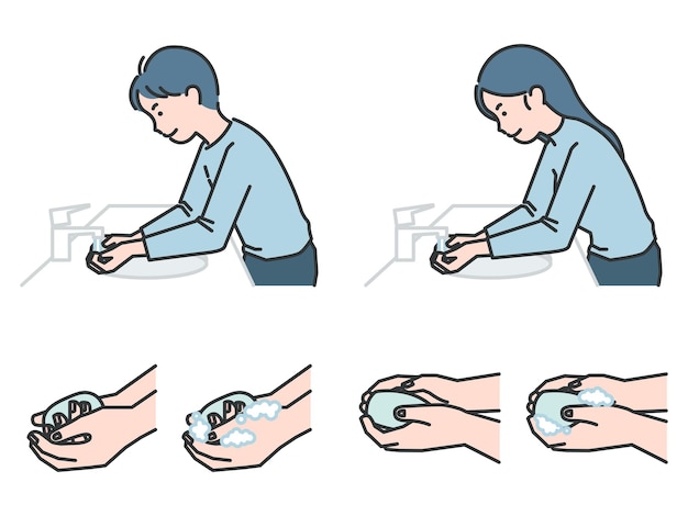 Vector use soap to clean handwashing illustration