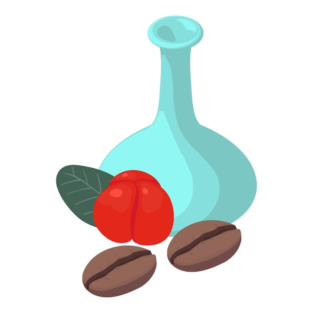 Vector useful product icon isometric vector decanter barbados cherry and coffee bean natural ingredient healthy food still life beautiful composition