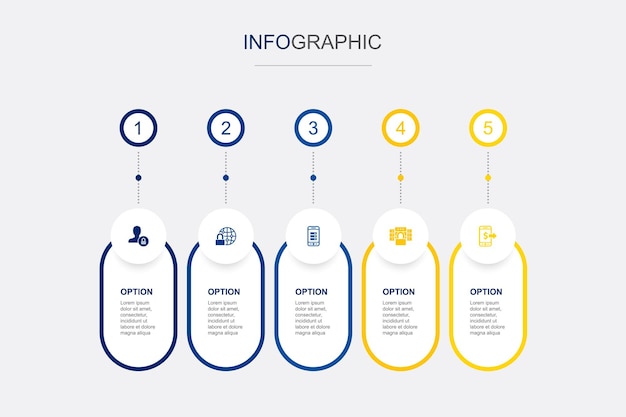 User Authentication internet security mobile data data protection mobile payment icons Infographic design template Creative concept with 5 steps