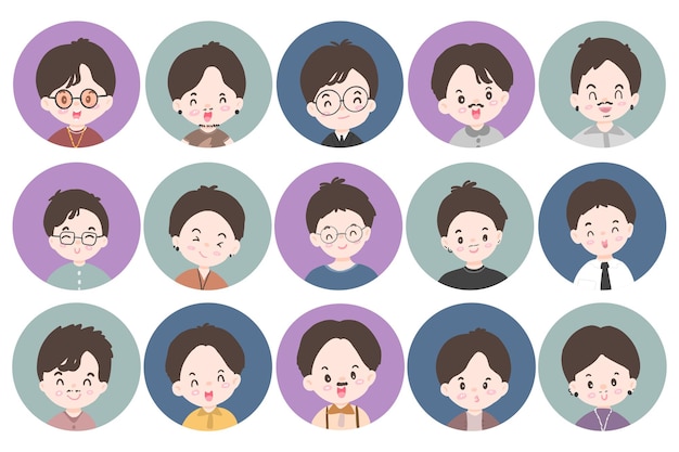 User avatar set man avatar profile icons Characters collection Vector illustration