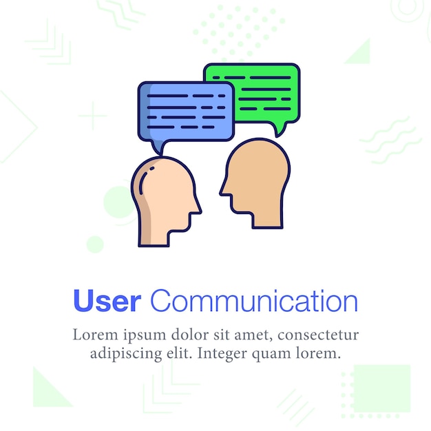 Icona dell'illustrazione del vettore di comunicazione dell'utente, relativa alla scuola e all'istruzione