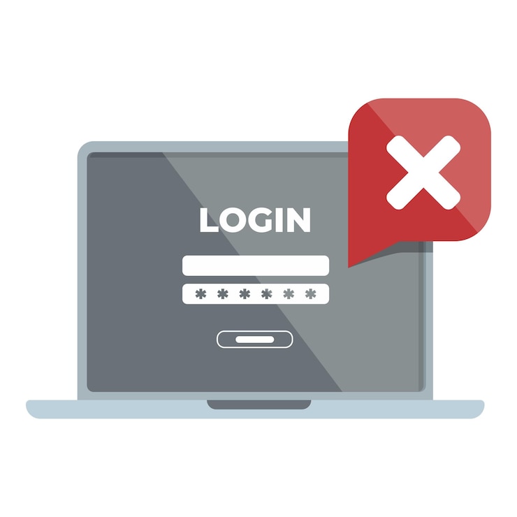 Vector user error password access laptop icon cartoon vector internet online