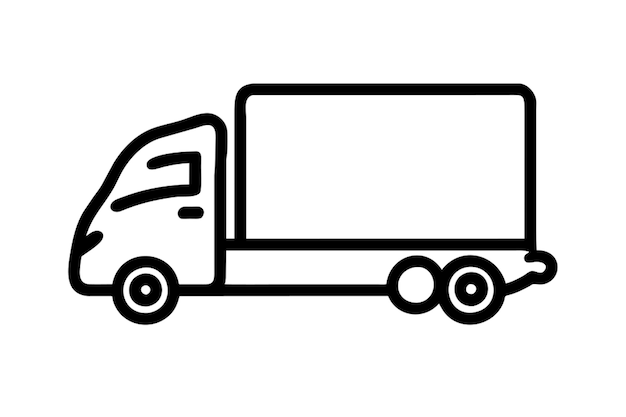 사용자 erstelle ein outline vektor im schwarz von einem lkw mit trailer von der seite gesamt halte es