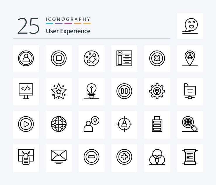 User Experience 25 Line icon pack inclusief webpagina webvirus