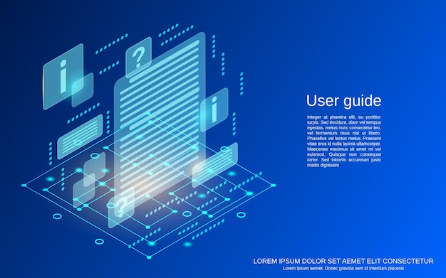 User guide flat 3d isometric vector concept illustration