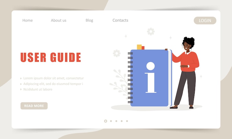 Vector user guides landing page template