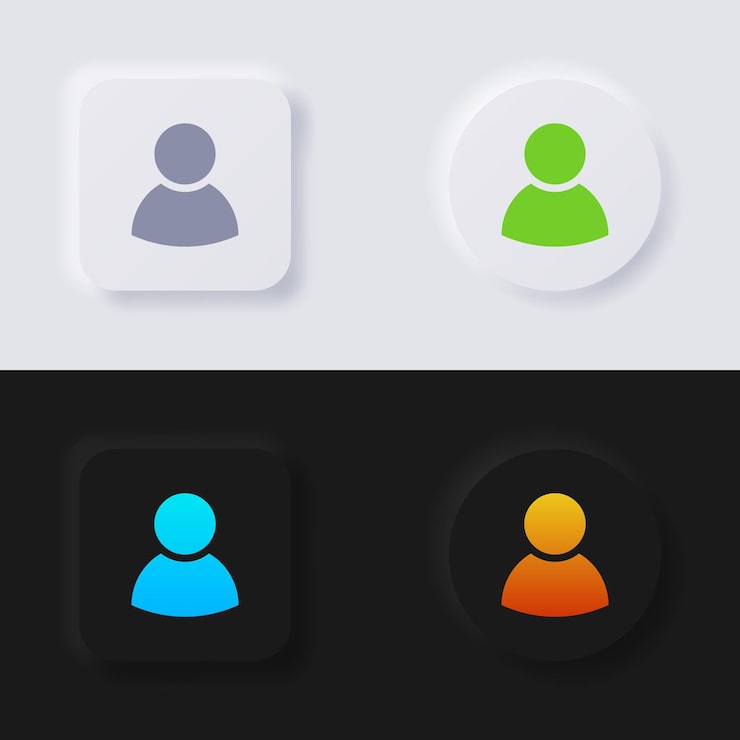Vector user icon set multicolor neumorphism button soft ui design for web design application ui and more button vector