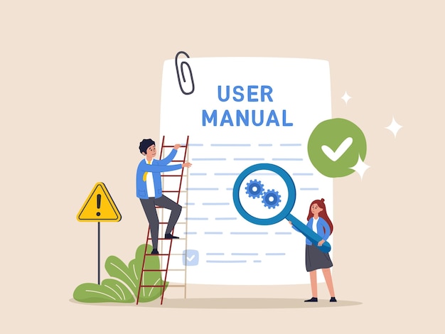 ユーザー情報の概念 顧客ガイドの技術文書 人々がユーザーマニュアル本を読む