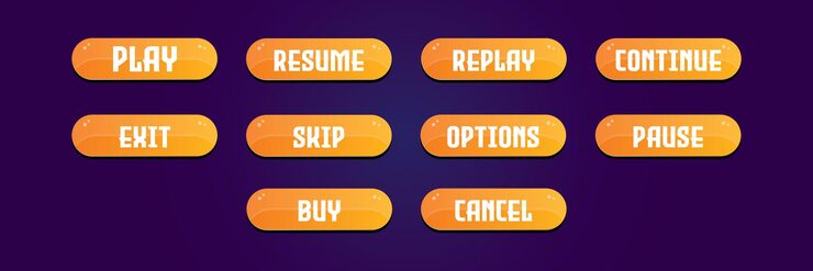 Vector user interface buttons set for games or apps game ui buttons mobile application interface elements collection buttons for mobile development casual games ui kit