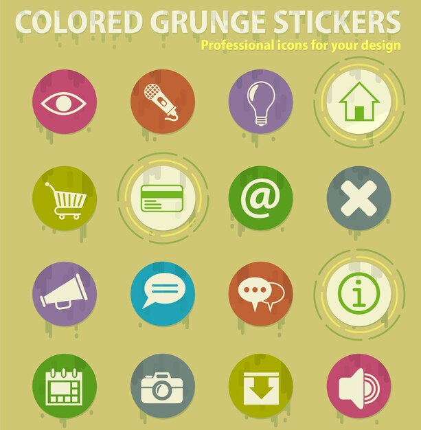 User interface colored grunge icons
