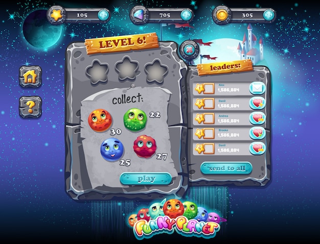 User interface for computer games and web design. Set 1.