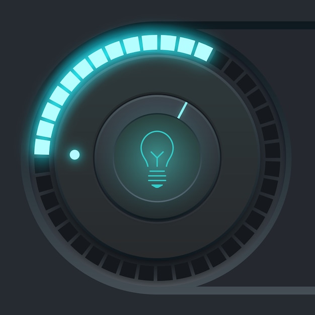 Vettore concetto di design dell'interfaccia utente con scala di luce tumbler e icona della lampadina