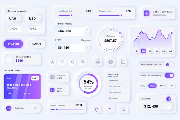 User interface elements for finance service mobile app