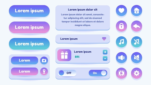 User interface elements for mobile app or game. Set of user interface elements. Vector. Simple flat