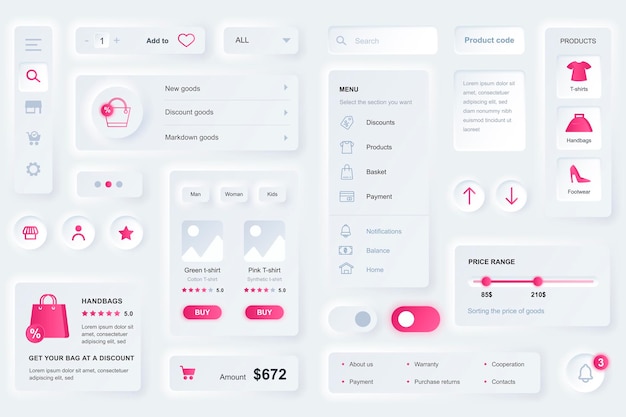 Vector user interface elements for shopping mobile app