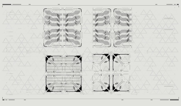 Interfaccia utente set di blocchi di cornici quadrate concetto hud design del modello di tecnologia fantascientifica illustrazione vettoriale cornici hud futuristiche