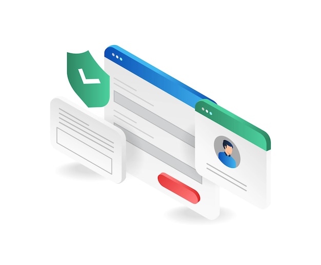 User login form isometric icon Secure user login form vector illustration