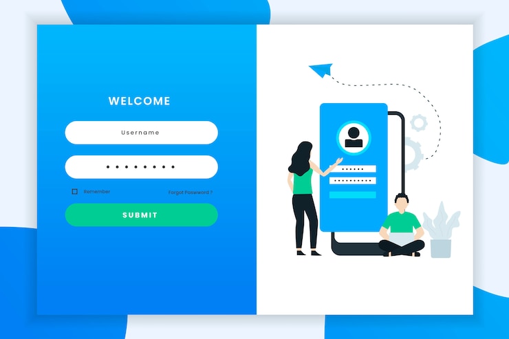 वेक्टर user login illustration with two people character