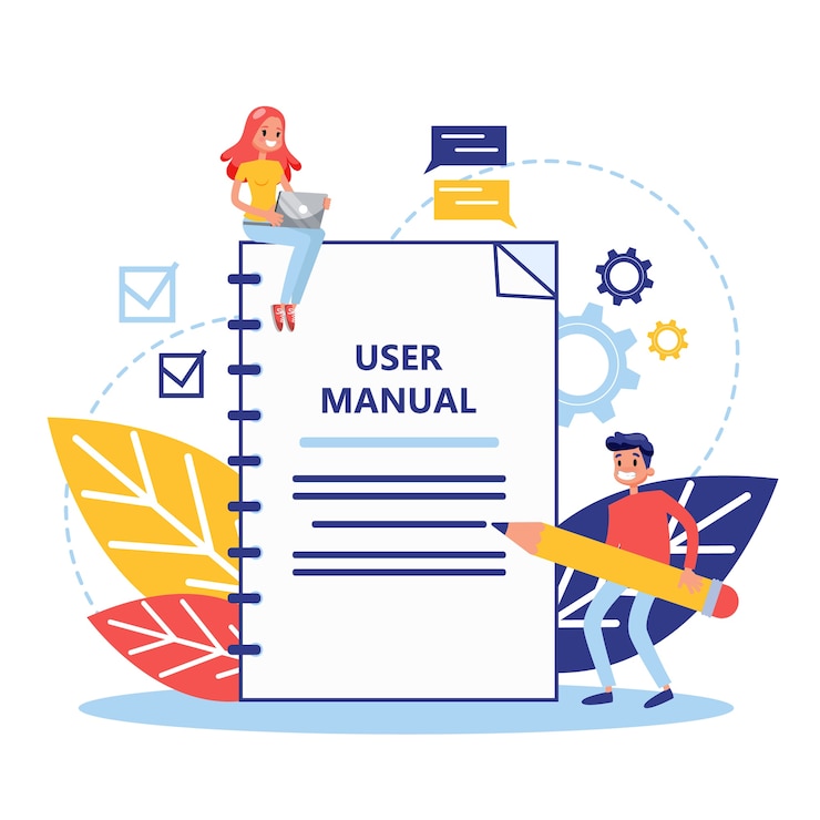 Vector user manual concept. guide book or instruction