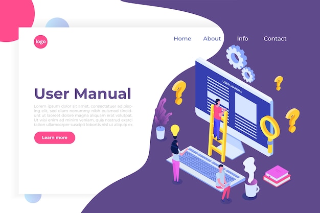 Concetto isometrico del manuale utente