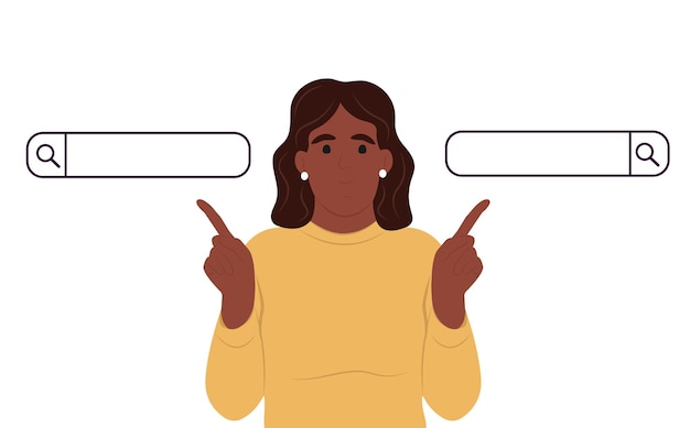 User during an online search the girl offers various options for finding information