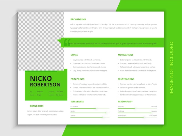 Vector user persona online cv template