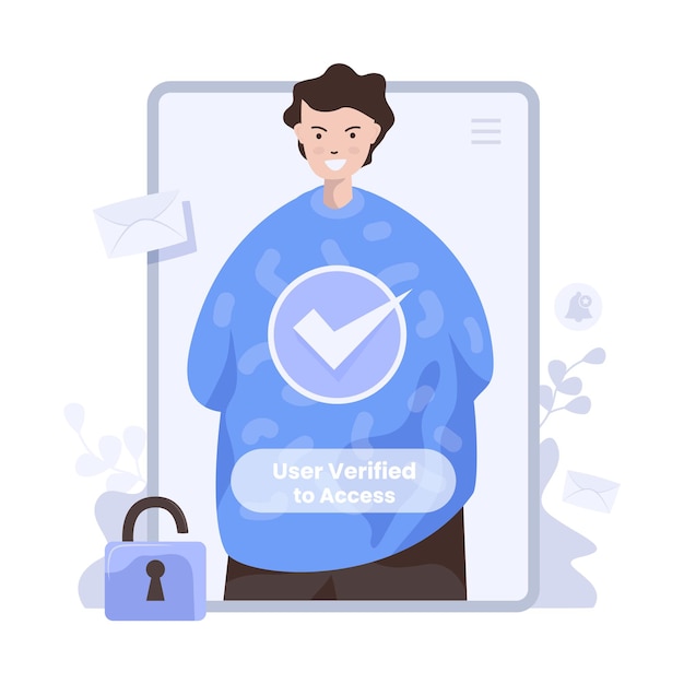 Vector user profile verified to access on flat illustration design