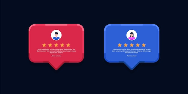 User reviews and feedback speech bubbles