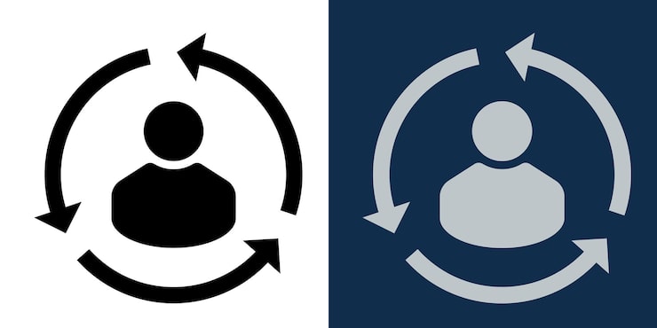 Vector user sync arrows icon set profile rotation symbol refresh and update interface element in flat style vector ui design for app system automation synchronization and settings concepts