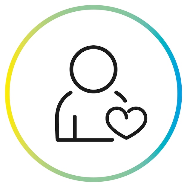 user with heart icon vector