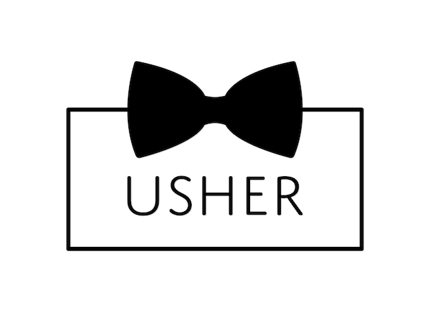 Usher sign Elegant Bow Tie Frame Wedding party signs Wedding Outfit print