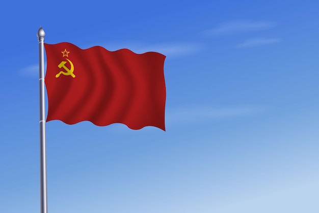 Vector ussr flag independence day blue sky background