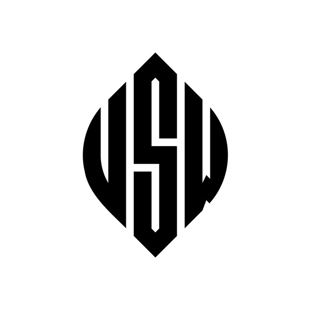 Дизайн логотипа круговой буквы USW с формой круга и эллипса USW эллипсовые буквы с типографическим стилем Три инициалы образуют круг логотипа USW Круг Эмблема Абстрактная монограмма Письмо Марка Вектор