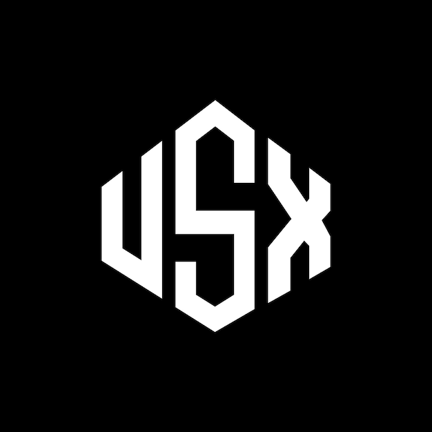 다각형 모양의 USX 글자 로고 디자인 USX 다각형 및 큐브 모양 로고 설계 USX 육각형 터 로고 템플릿 색과 검은색 USX 모노그램 비즈니스 및 부동산 로고