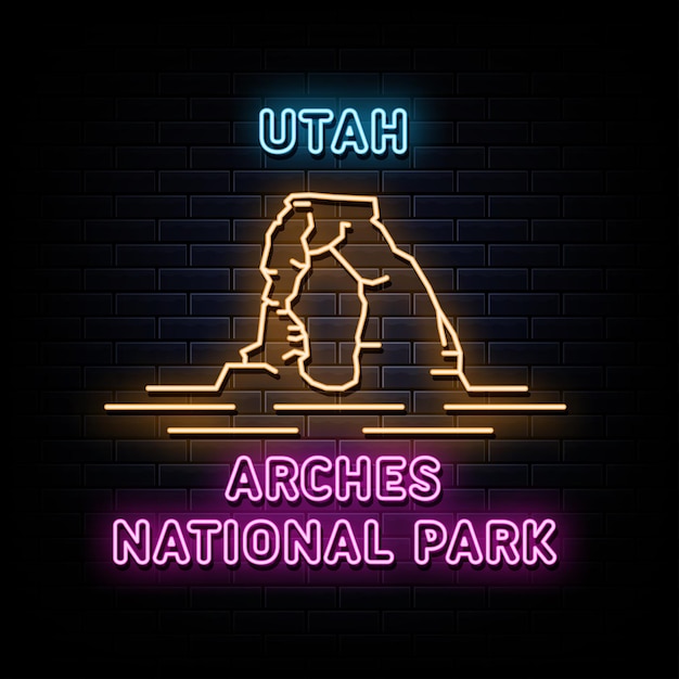 Vector utah arches national park neon signs vector