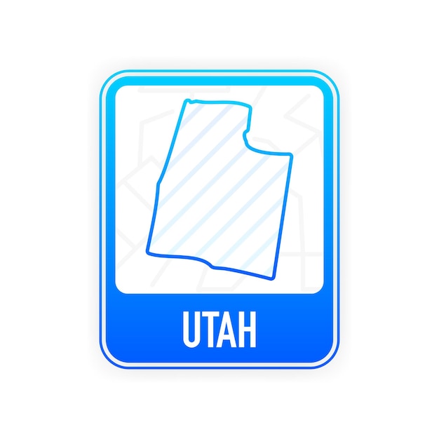 Utah - U.S. state. Contour line in white color on blue sign. Map of The United States of America. Vector illustration.