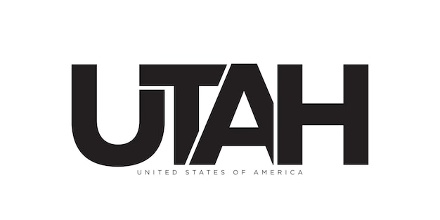 Utah USA 타이포그래피 슬로건 디자인 인쇄 및 웹용 그래픽 도시 문자가 포함된 America 로고