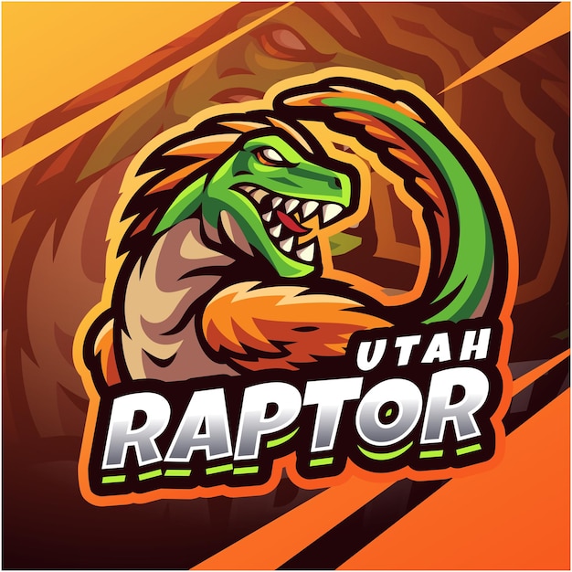 Utahraptor esport mascotte logo ontwerp